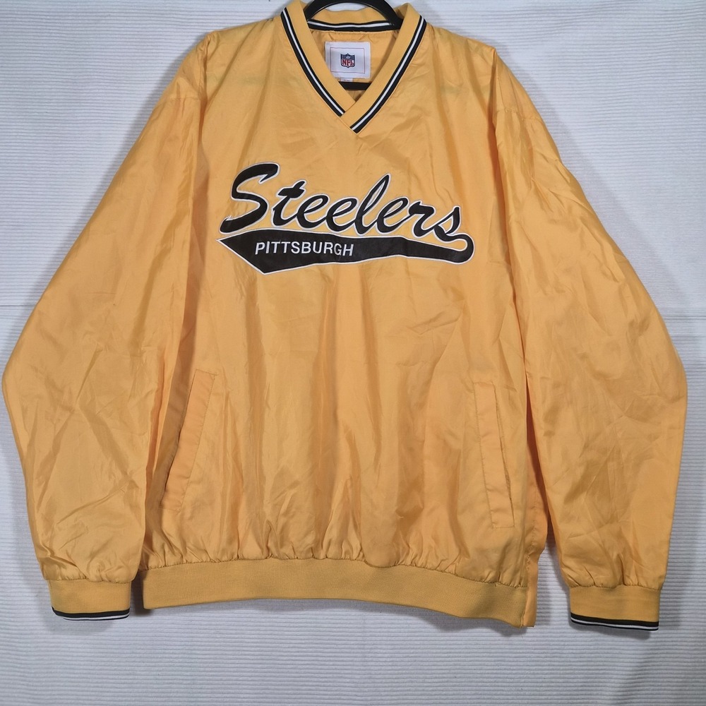 Pittsburgh Steelers NFL Pullover Windbreaker Jacket Men's XL Gold Black